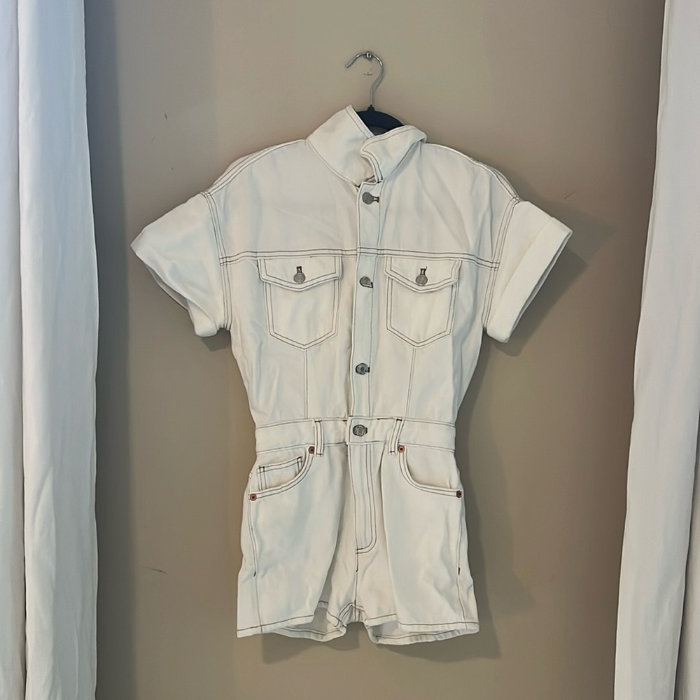 Zara White denim jumpsuit